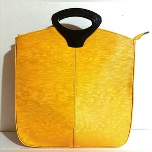 Handmade mustard acrylic handle handbag